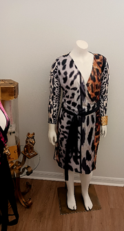 Lauris Couture Leopard Print Wrap Dress