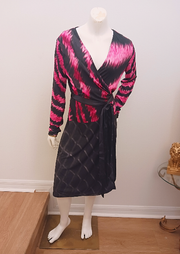 Lauris Couture Pink and Black Animal Print Wrap Dress