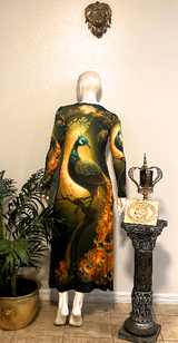 Lauris Couture Green and Gold Peacock Dress