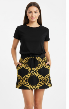 Lauris Couture Gold Wave Mini Skirt