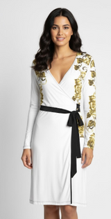 Lauris Couture Rose Gold White Wrap Dress