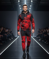Lauris Couture Men's Black and Red Tracksuit Pants