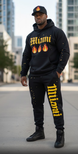 Lauris Couture Men's Yellow and Black Miami Hoodie