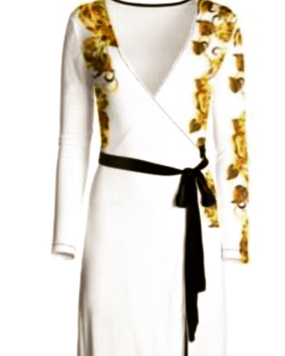 Lauris Couture Rose Gold White Wrap Dress