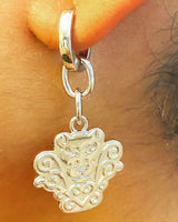 Lauris Couture White Gold Logo Earrings